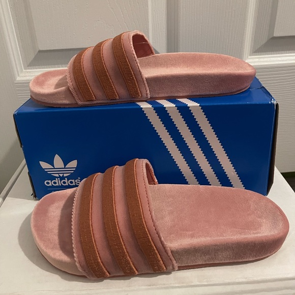 Pink adidas slides. - Picture 1 of 5